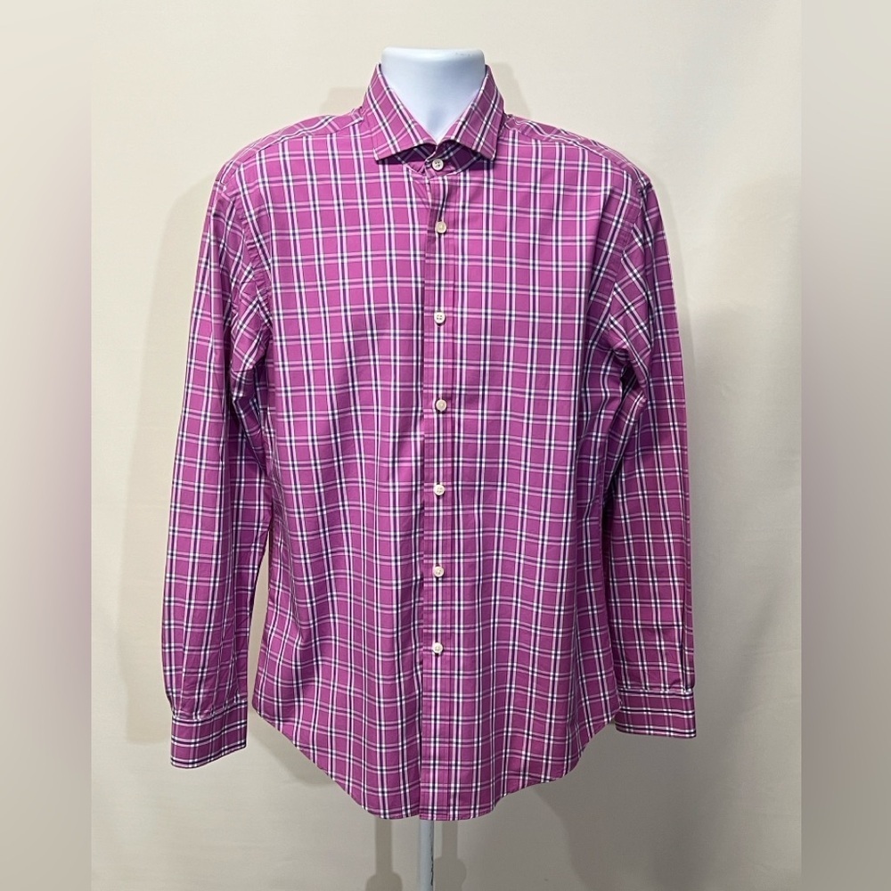 FERRELL REED Purple plaid long sleeve‎ dress shirt size